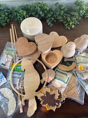Bundle of 22 Natural Wood Craft Shapes Assortment - Beige | Unfinished Pieces